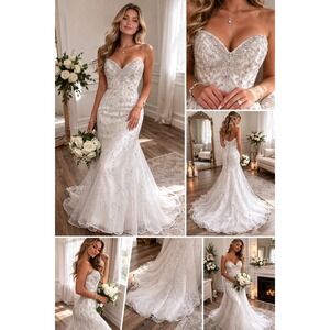 Sottero and Midgley‎ Haute Couture Beaded Mermaid Wedding Dress Ivory Size 14